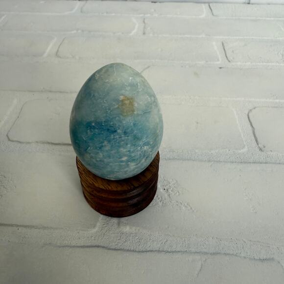 Set of 3 Vintage Honed Natural Stone Eggs Yellow Blue Black - Picture 3 of 9